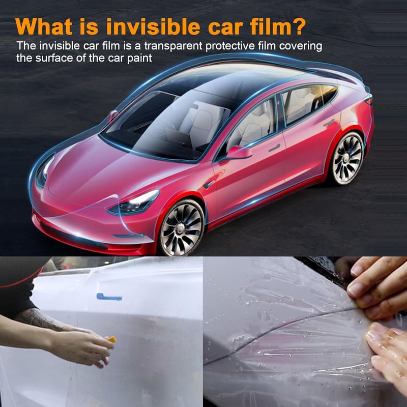 Folie TPU FDAIUN pentru protecție bară de protecție și faruri Tesla Model 3 - Folie transparentă de protecție caroserie pentru modelele 2020-2023, rezistentă la zgârieturi, rezistentă la UV