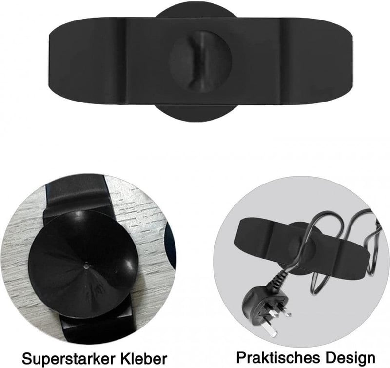 Öntapadós Kábelrendező Klipszek 6db - Fekete, Fehér, Szürke