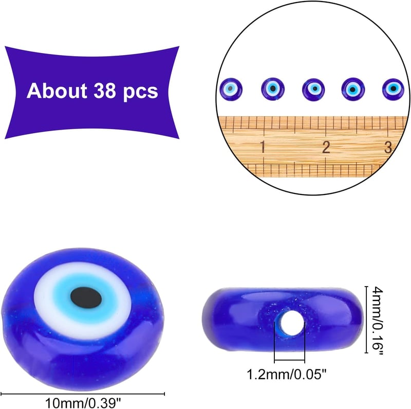 Kék Szemű Török Szem Üveggyöngyök Karkötőkhöz - 38db, 10mm