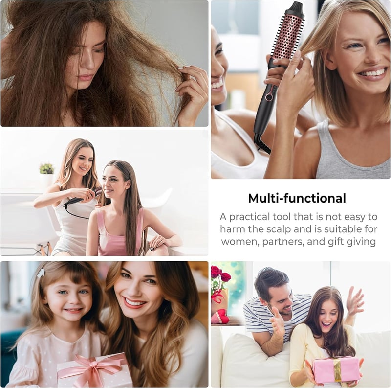 Atopskins Keratin Hőkefe 38mm - Ionos Hajformázó Kefe 120-210°C Hőmérséklet Szabályozással, Argánolaj és Turmalin Bevonattal, Dúsító Hajkefe