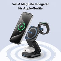 AC ISLAND 5 az 1-ben Összecsukható Vezeték Nélküli Töltőállomás iPhone 15/14/13/12, Apple Watch és AirPods Pro/3/2 Készülékekhez, MagSafe Ko 2