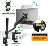 Viozon Monitor és Laptop Tartó Gázrugós Kar 17-32" Asztali Állvány - black 10