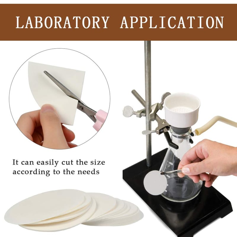 TIMESETL 100 db Laboratóriumi Szűrőpapír - 11 cm Átmérőjű Körlap, Közepes Áteresztési Sebességgel, Kémiai Kísérletekhez és Szűrési Feladatok