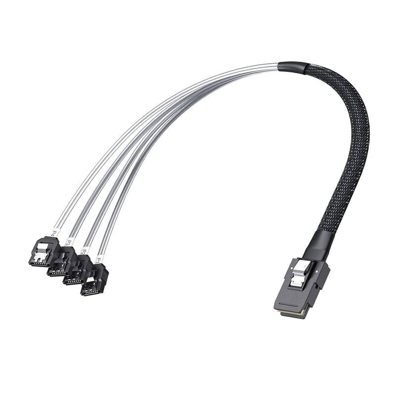 Mini SAS - 4x SATA átalakító kábel, 6G, 0,5m, SFF-8087 - adattároló összekötő