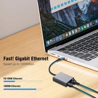 RUIZHI 100W USB-C Ethernet Adapter - Gigabit RJ45 Hálózati Csatlakozó és Gyorstöltő Chromecast, Telefon, MacBook és Windows Eszközökhöz 2