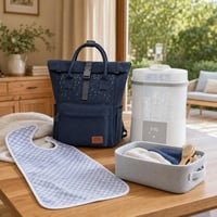 Set za novorođenče: sterilizator za mikrovalnu + vodootporni podbradak + ruksak za prematanje 1