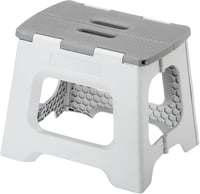 VIGAR Összecsukható Műanyag Zsámoly 33x27x27 cm - Szürke Konyhai Fellépő, Párnázott, Könnyű Polipropilén Kisszék 1
