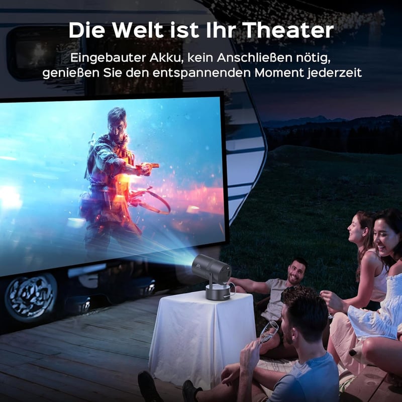 AUBOR MENTECH 4K Mini Projektor Beépített Akkumulátorral - WiFi 6, Bluetooth 5.2, Android OS, 150" Kijelző, Automatikus Keystone Korrekció, 