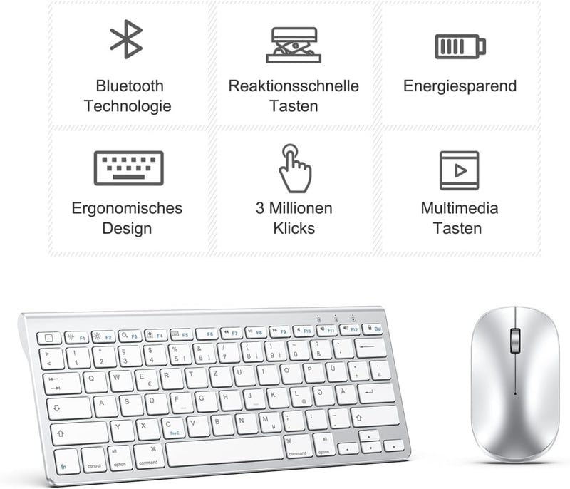 OMOTON Bluetooth Billentyűzet Mac-hez, Olasz Kiosztás, Numerikus Billentyűzet, MacBook Air/Pro/iMac Kompatibilis, Fehér