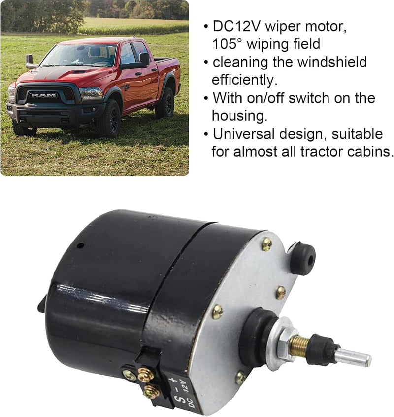 LIROPAU 12V Univerzális Szélvédő Ablaktörlő Motor Karral és Lapáttal - Traktorokhoz, Lakóautókhoz - 105° - OEM 01287358 7731000001