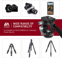 EVUMO Mini Állványfej - Dupla Panoráma 360° Kameraállvány Videófej, 250g Fluid Fej, Arca-Swiss Kompatibilis, DSLR/Kamera/Telefon, 4kg Teherb 6