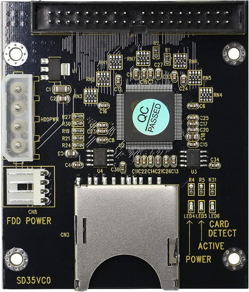 SD/SDHC/SDXC/MMC - 3.5" 40 Pin IDE Adapter Kártya, Memóriakártya-IDE Átalakító Asztali Számítógépekhez, Fekete