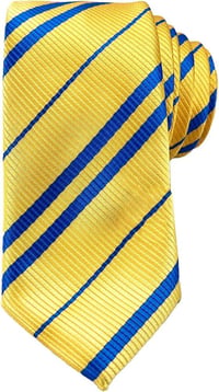 Elegáns Sárga-Kék Selyem Nyakkendő, Extra Hosszú 150 cm 4