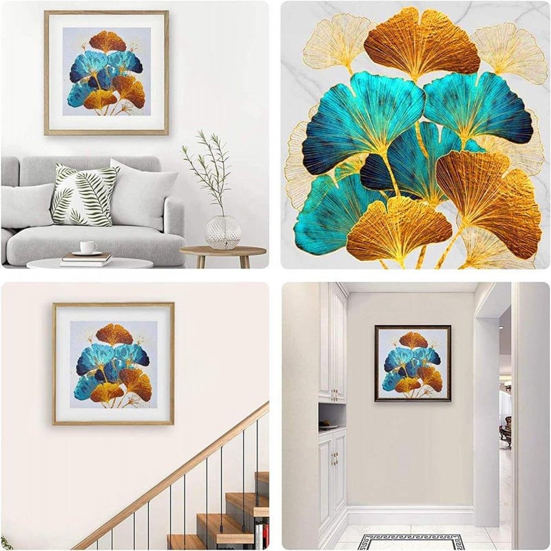 Ginkgo Leveles 5D Gyémántfestés Készlet, 40x40 cm - Kreatív DIY Dekoráció