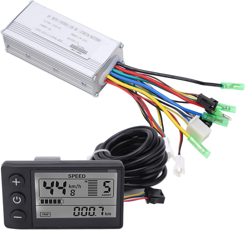 BuyWeek 36V/48V 500W/750W Kefe Nélküli Motor Vezérlő Készlet 866 LCD Kijelzővel - Elektromos Kerékpár és Roller Vezérlő Egység 22mm Kormányr