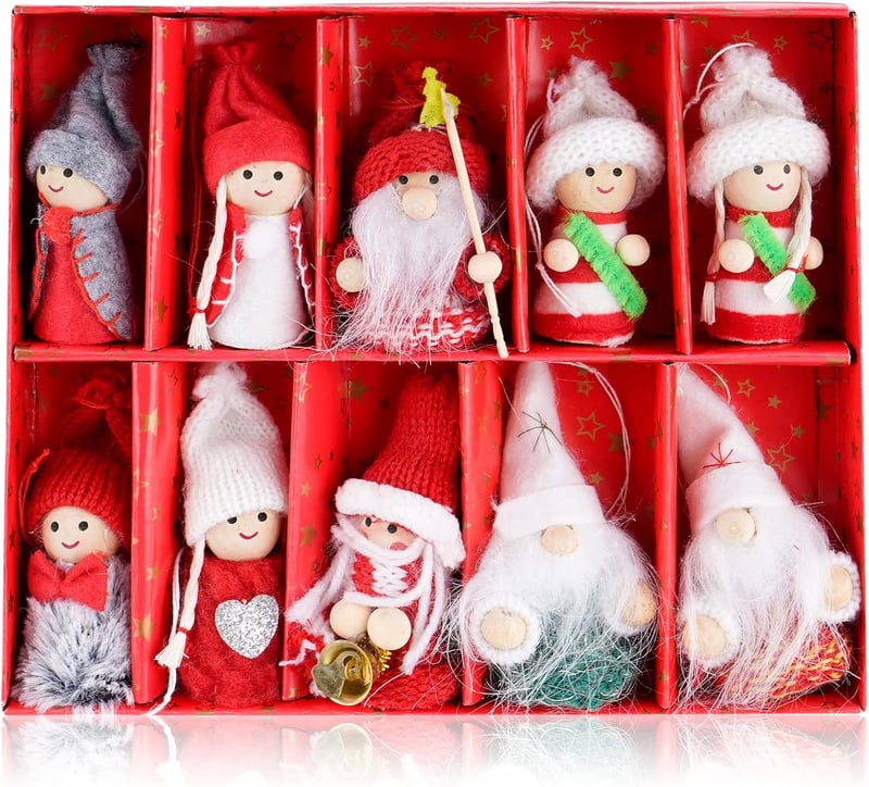 ilauke 8 db Skandináv Karácsonyi Manó Plüss Függődísz Szett