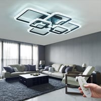 HiHiHomy LED Mennyezeti Lámpa - 6 Négyzetes Keret, Távirányítós, Szabályozható Fényerő, 3000K-6500K, Fekete, Modern Kristály Dizájn, 3000 Lu 8