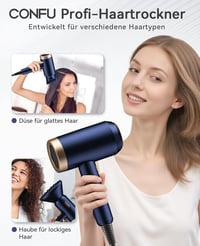CONFU Ionos Hajszárító 1800W - Hordozható Utazási Hajszárító Szűkítővel és Diffúzorral, 3 Hőfokozat, Fokozatmentes Sebesség, Rózsaszín 4