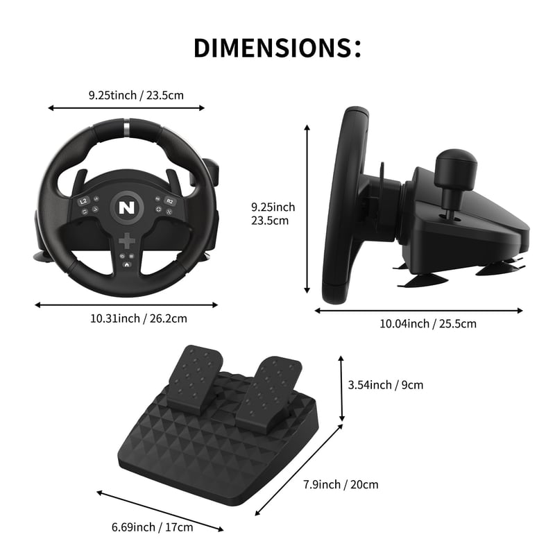 NITHO Drive Pro ONE V200 Versenyszimulátor Kormány és Pedál Szett 270° Forgásszöggel PC, PS4, Xbox One, Xbox Series X/S Platformokra, Beépít - Drive Pro V200