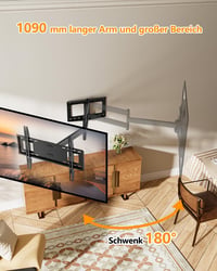 FORGING MOUNT TV Fali Tartó 32-80" Képernyőkhöz, 1090mm Hosszú Kinyúló Karral, 45kg Teherbírás, Dönthető, Forgatható, VESA 600x400mm 7