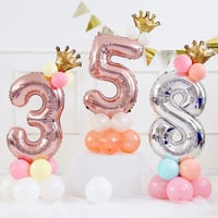 80-as Rózsaszín Arany Mylar Lufi - Születésnapi Dekoráció, Újracsomagolt 4