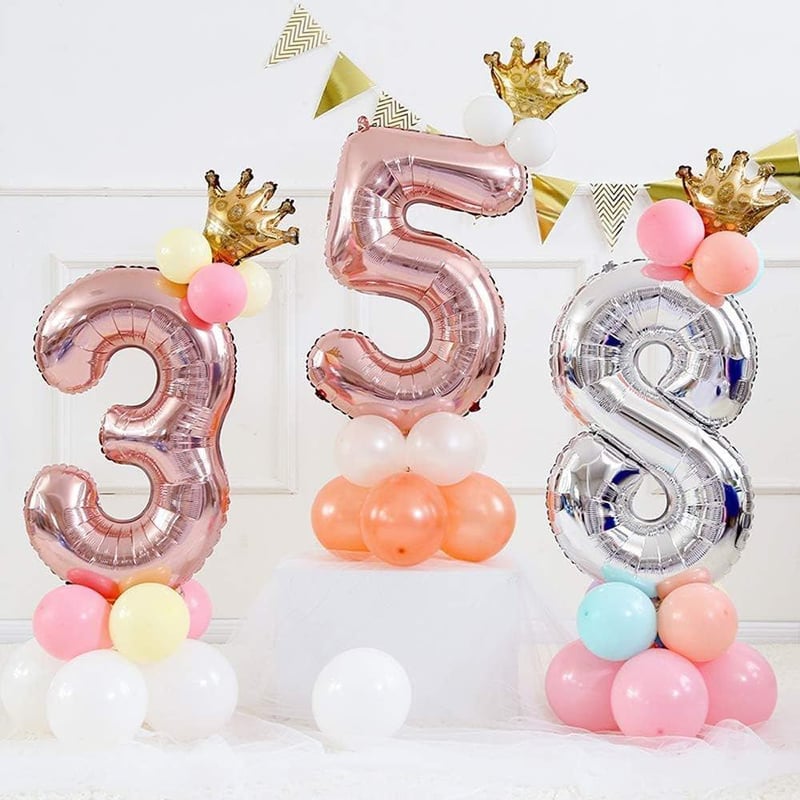 80-as Rózsaszín Arany Mylar Lufi - Születésnapi Dekoráció, Újracsomagolt