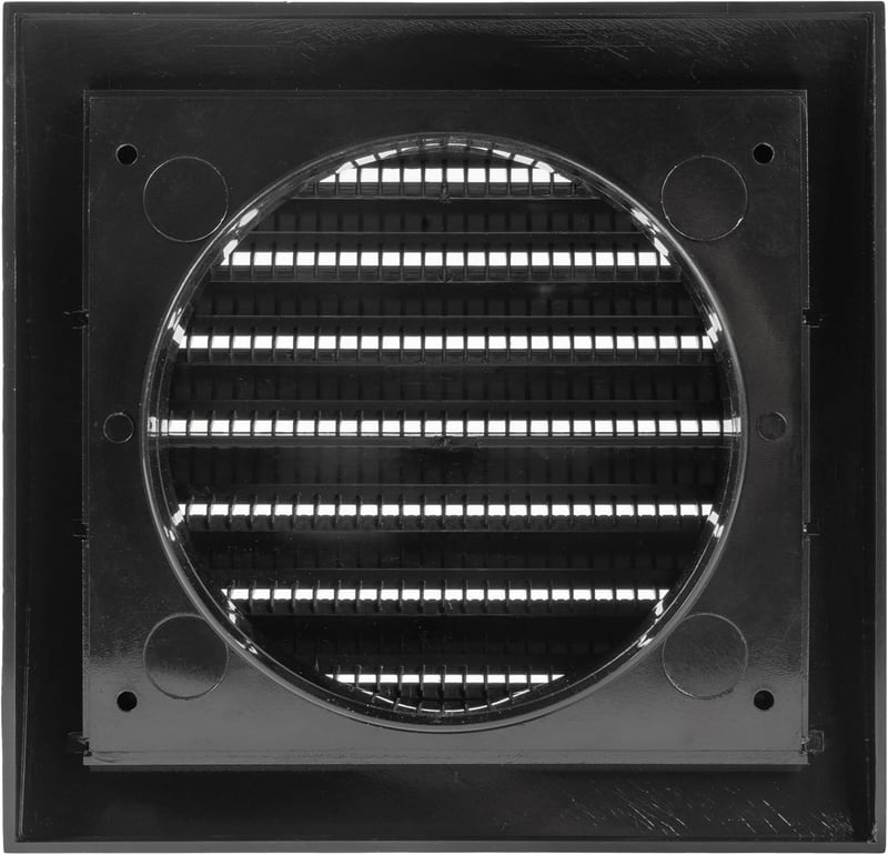 Vent Systems 100 mm Fekete Szellőzőrács - Szárítógép, Fürdőszoba, Kültéri/Beltéri Légkivezető Takaró, Elszívó Rendszer, ABS Anyag, Könnyen S