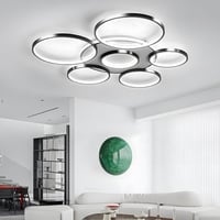 YYUTLUO Modern LED Mennyezeti Lámpa 110cm - Fekete Többkörös Csillár 120W Fokozatmentesen Szabályozható 3000-6000K Fém-Akril Lámpatest 9