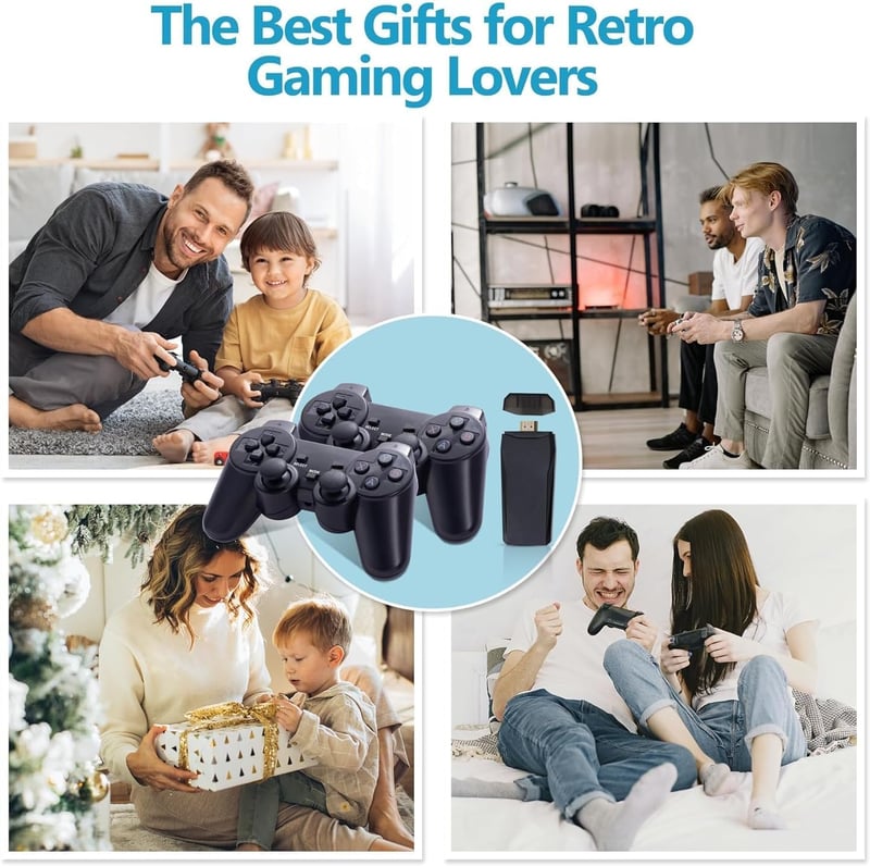 Retro Game Console 4K HD Játékkonzol 20000+ Beépített Játékkal, 2.4GHz Vezeték Nélküli Kontrollerrel, 9 Klasszikus Emulátorral, TV Csatlakoz
