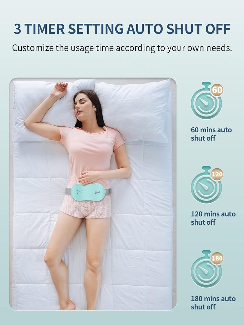 SlimPal Vezeték Nélküli Menstruációs Melegítőöv, USB-s Hordozható Hőpárna Nőknek, Aqua
