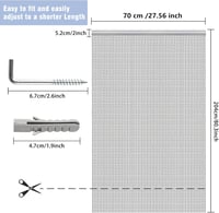 VerRich Alumínium Szúnyogháló Függöny 70x200 cm - Szürke Láncos Ajtóroló, Beltéri Ajtókhoz, Állítható Hosszúságú Rovarháló 2