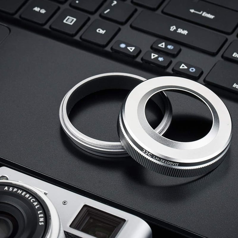 Fujifilm X100 sorozathoz JJC fém napellenző és adaptergyűrű - Ezüst