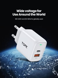 TOPK 20W PD 3.0 USB-C gyorstöltő 2 portos, fehér - Okostelefonokhoz és tabletekhez 5