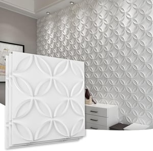 Art3d 3D PVC zidni panel - Bijeli mat preklopni krugovi - Unutarnja zidna dekoracija za dom ili poslovni prostor - Vodootporan - 50x50 cm - 12 kom/pakiranje -