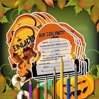 Halloween Parti Meghívó Szett - 12 db Borítékkal és Matricával 3
