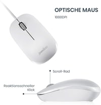 Perixx PERIDUO-212 Kompakt Mini Billentyűzet és Egér Szett, USB Kábeles, Német Kiosztás, Fehér, 1000 DPI, Windows Kompatibilis 6