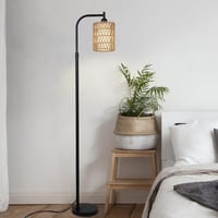 Rayofly Állólámpa Távirányítóval - Rattan Nappali Lámpa Állítható Fényerővel és Applikációs Vezérléssel, Bohém Lámpa Rattan és Len Lámpaerny 8