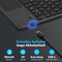 Emetok Vezeték Nélküli Bluetooth Billentyűzet Trackpaddel, Német QWERTZ, iPad 10.9/10.2/9.7/Pro/Air/Mini Készülékekhez, Fekete 3