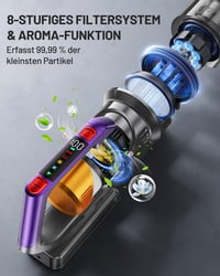 Kissof 550W Vezeték Nélküli Porszívó, 45000Pa Szívóerő, 70 Perces Üzemidő, Önálló Állófunkcióval, LED Világítással, HEPA Szűrővel Kemény Pad 6