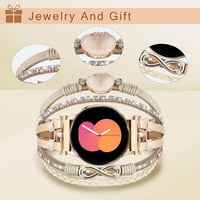 VISOOM Boho Bőr Karkötő Samsung Galaxy Watch 7/6/5/4 Órához - 20mm Többrétegű Gyöngyös Szíj Női Okosórához, Khaki Kör Dizájn 6