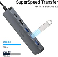 JESWO 6 az 1-ben USB-C Hub: 4K HDMI, Ethernet, 100W PD, MacBook és iPad Pro kompatibilis 5