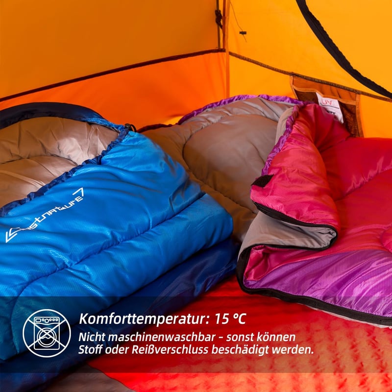 Clostnature Könnyű Hálózsák Kempingezéshez - 3 Évszakos Vízálló Túrazsák 10-15°C, Összeköthetős Cipzárral, Felnőtteknek, 220x80cm - 220 x 80 cm, Purple