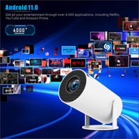 Thunrlge HY300 Mini Projektor 4K Kompatibilis - WiFi 6, BT5.2, Android 11, Netflix, 180° Forgatható, Automatikus Keystone Korrekció, HDMI/US - Standard" or "Vivid 5