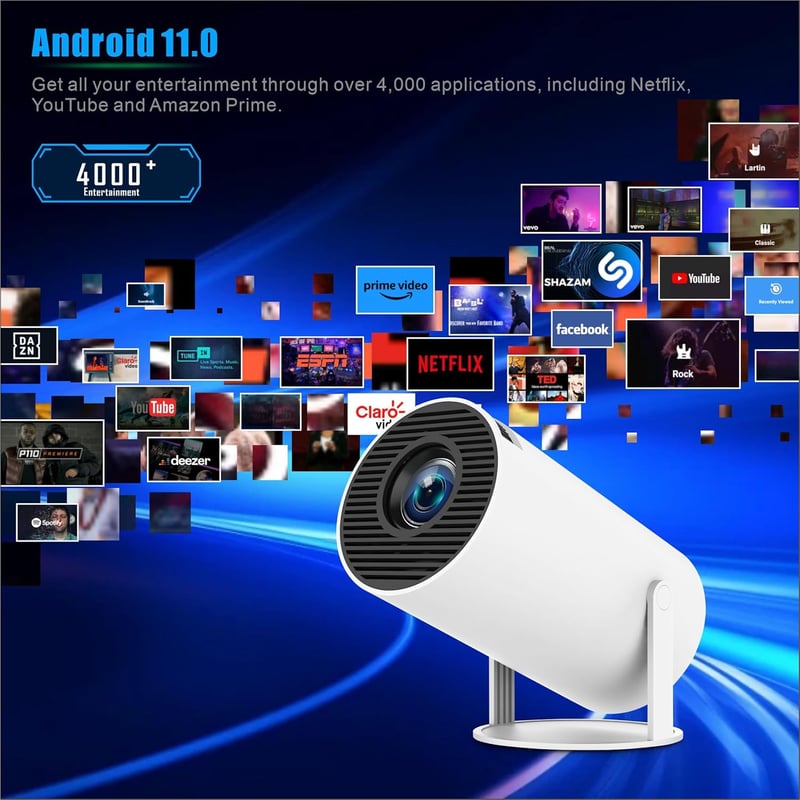Thunrlge HY300 Mini Projektor 4K Kompatibilis - WiFi 6, BT5.2, Android 11, Netflix, 180° Forgatható, Automatikus Keystone Korrekció, HDMI/US - Standard" or "Vivid