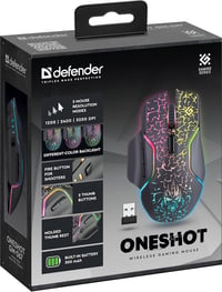 Defender Oneshot vezeték nélküli RGB gamer egér, 3200 DPI, 240 órás akkumulátor, fekete 7