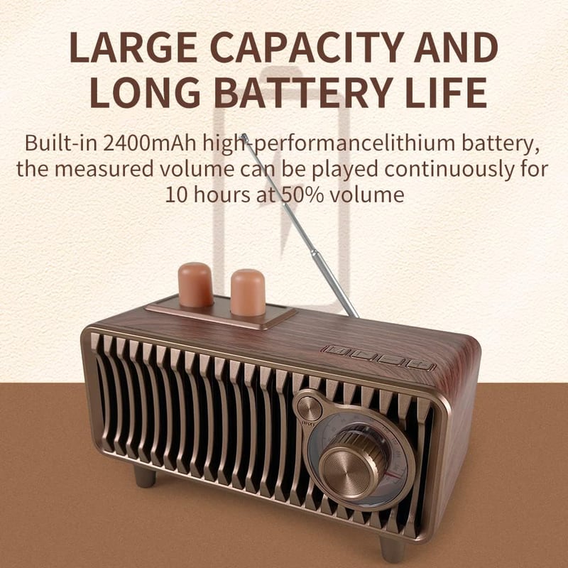 CYBORIS Retro Bluetooth Rádió - Dió Fa, 20W Sztereó, FM, USB/TF/AUX