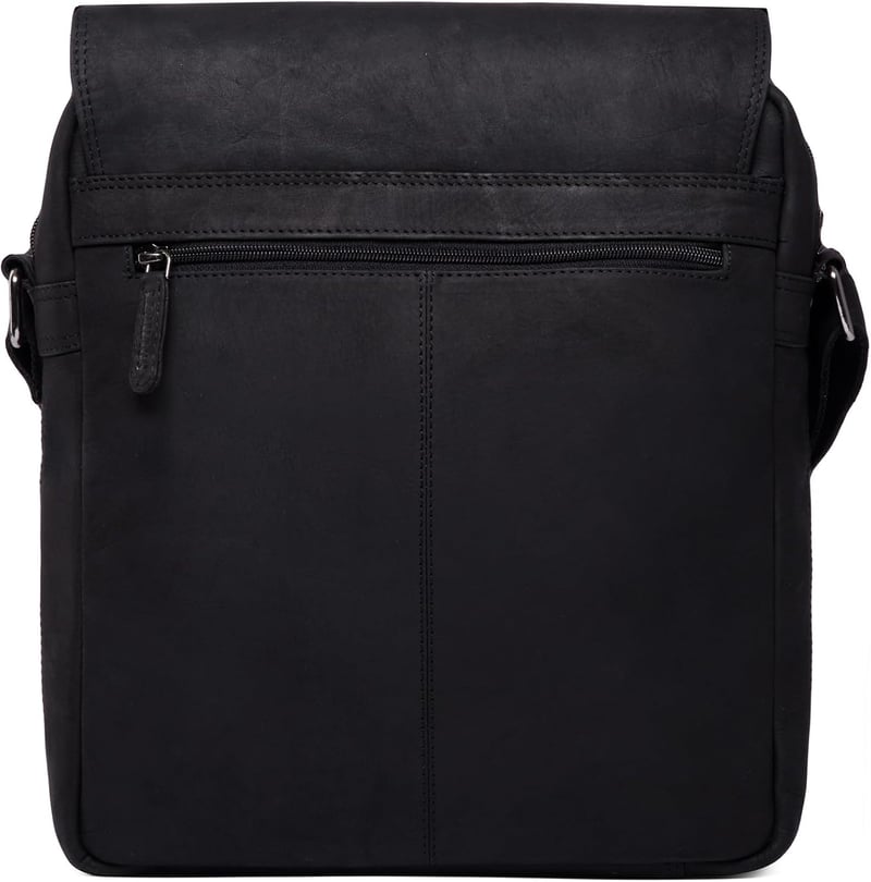 LEABAGS Amsterdam Unisex Válltáska Valódi Bivalybőrből, Vintage Megjelenés, Mágneszáras, Tágas Belső Terekkel - Fekete
