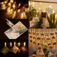 Adurei LED Fotócsipesz Fényfüzér 5m - 50 LED Meleg Fehér Világítás, Távirányítós, Elemes, 8 Fénymód, Bel- és Kültéri Használatra, Vízálló 3