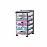 Comodă cu sertare din plastic Iris Ohyama DDDC-010, 5 sertare, A4, cu roți, 100,5 cm, negru, depozitare pentru birou și baie — set de 5 bucăți 1