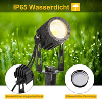 Greenclick LED Kerti Világítás Szett 6db, 1800LM 21m Kábellel, IP65 Vízálló Meleg Fehér COB Lámpa Földbe Szúrható Tüskével, Kültéri Spotlámp 2